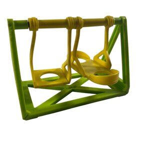 Vintage Fisher Price Little People Swing Set Replacement Green Yellow Playground